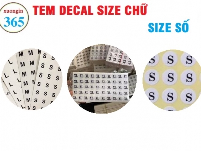 Tem size, decal size số
